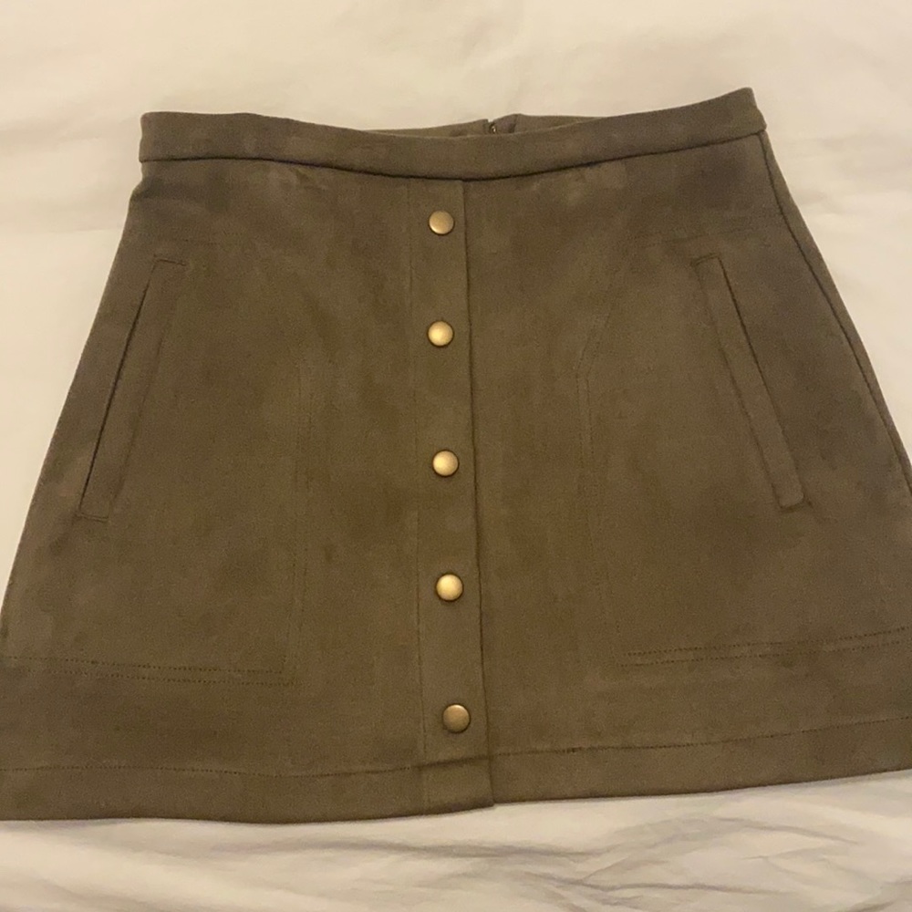 Green suede skirt
